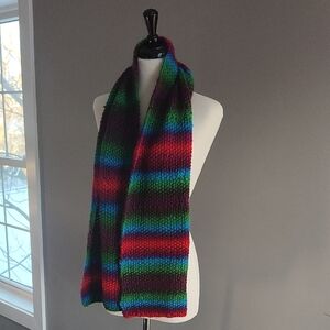 Handmade Unisex Rainbow Multicolor Knit Scarf